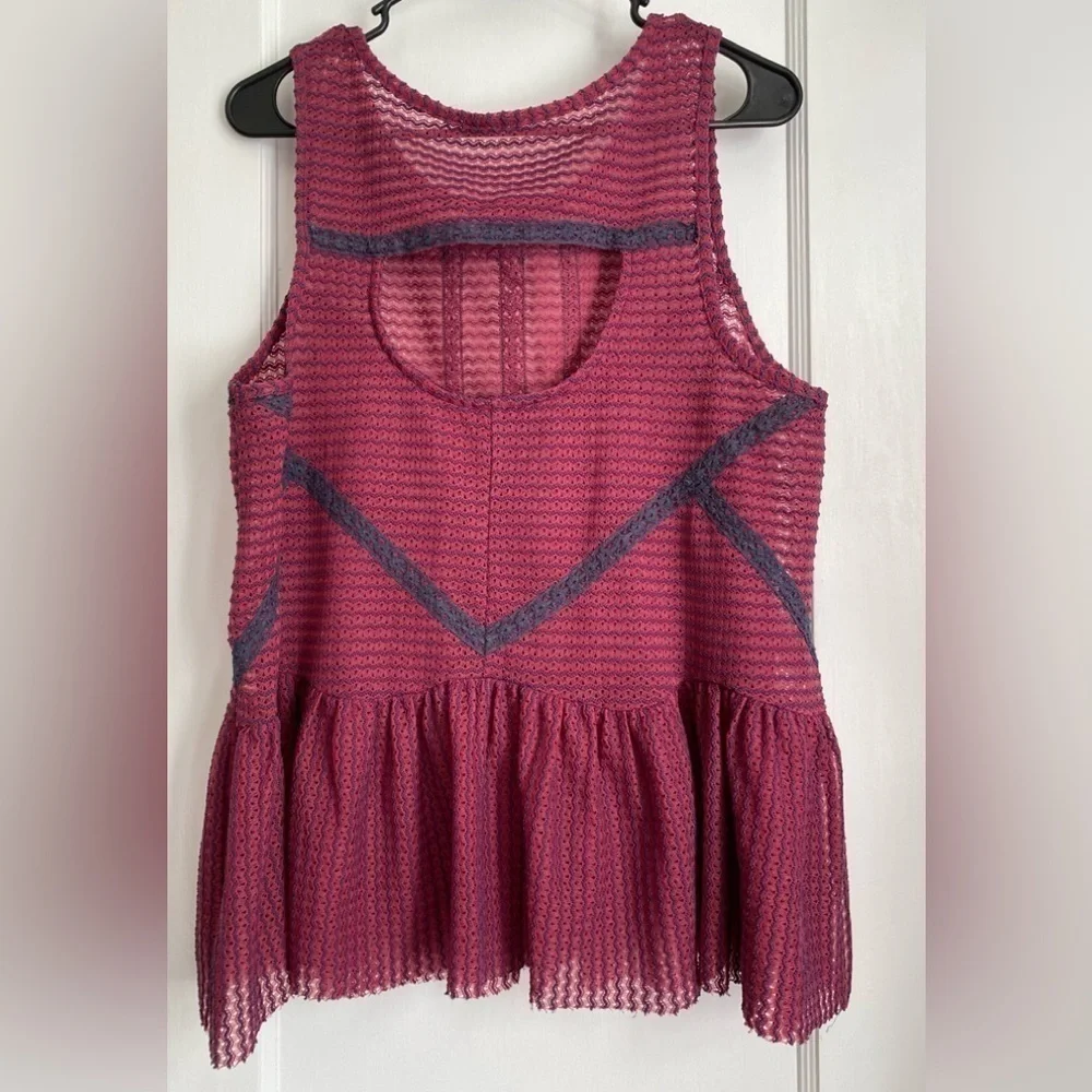 Free People Burgundy /Navy Sleeveless Top